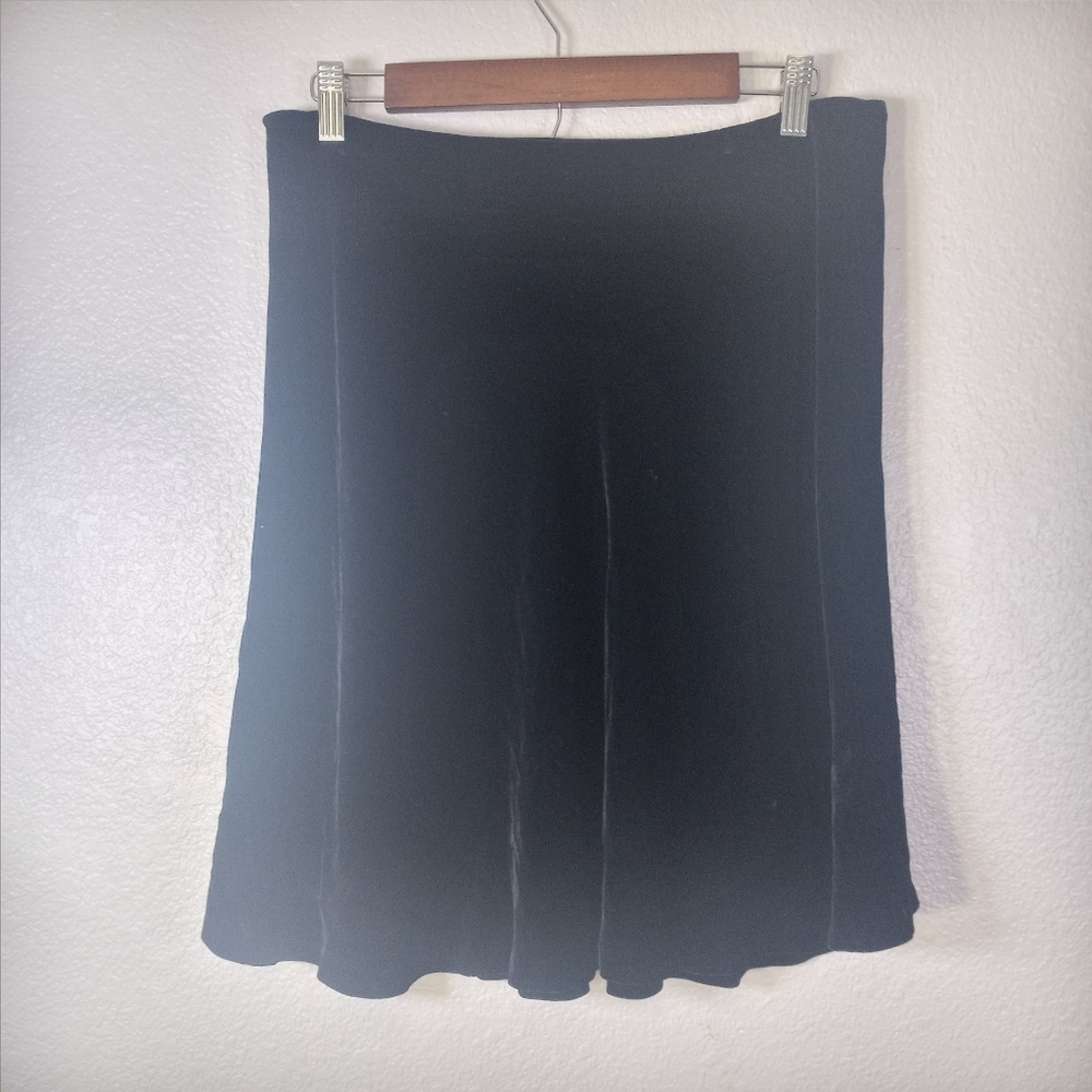 Ann Taylor Vintage Black Velvet Silk Blend Lined A Line Whimsigoth Boho Skirt 14 - Picture 7 of 11